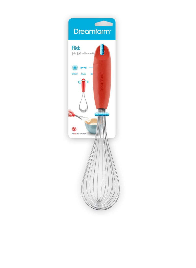 Flisk 3-in-1 Fold-Flat, Space-Saving Baking & Cooking Balloon Whisk, Sauce Whisk & Flat Deglazing Whisk, Stainless Steel - 12