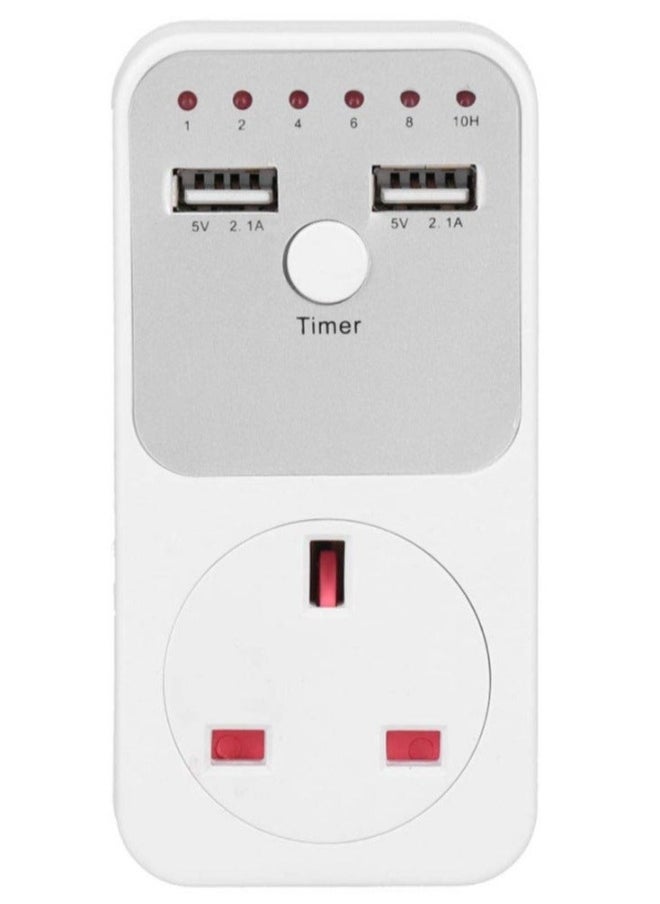 Countdown Timer Socket, USB Smart Digital Countdown Timer Socket, Programmable Switch Timer, Automatic Timer Switch, for Home Appliances, Computer Phone Charger (UK Plug)