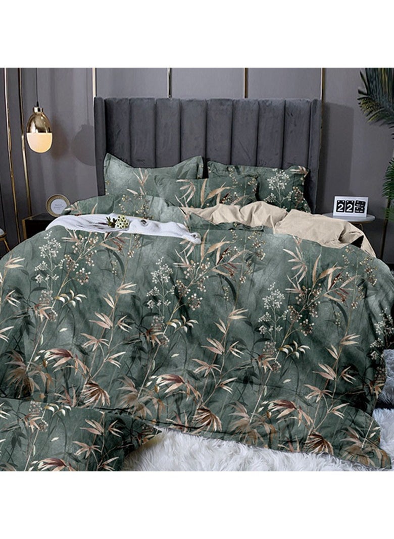 Golden Forest Bed Sheet Set - Without Filling- 6 Pcs - 4 Pillow Covers - 1 Bedsheet - 1 Duvet Cover      King Size:  Duvet Cover: 220*240cm Fitted Sheet: 200*200cm+30cm Pillow Cases: 50*75cm