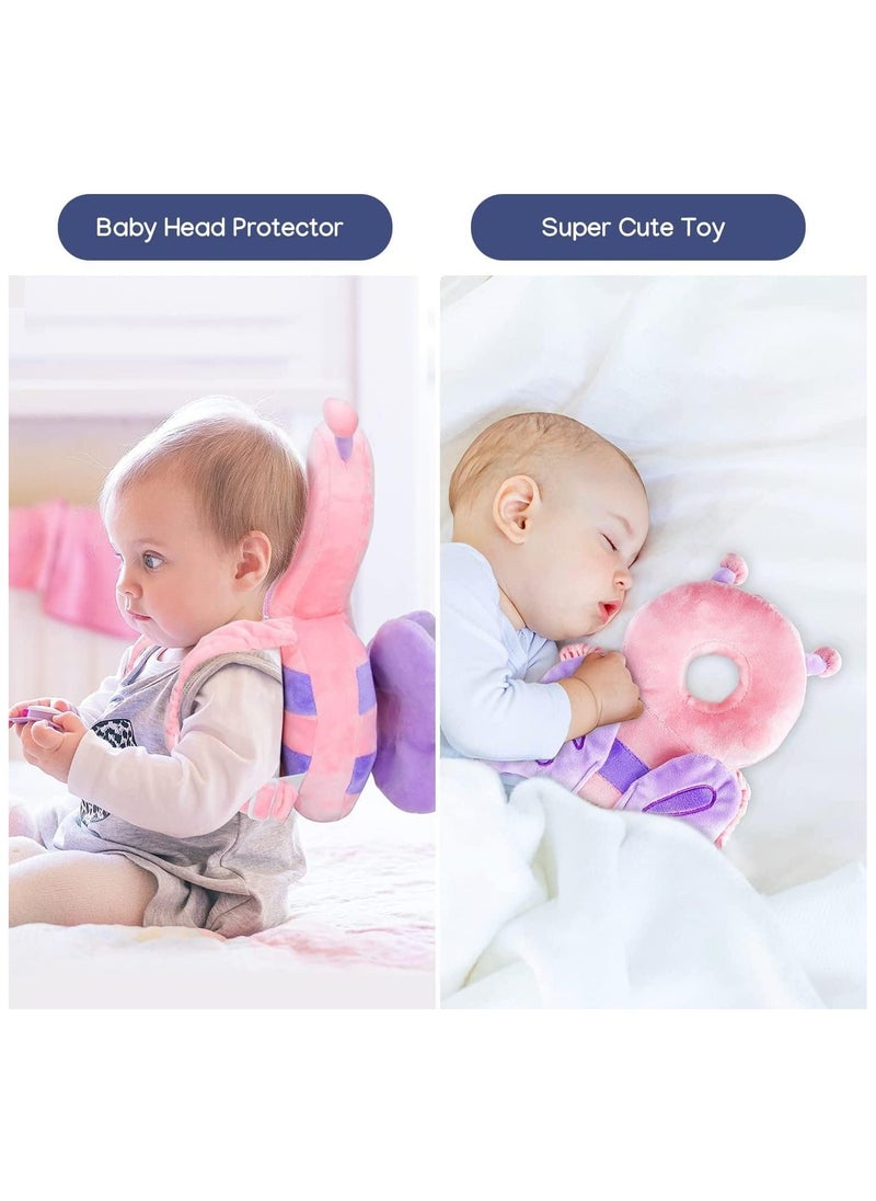 Baby Head Protection Pillow Head Protection Backpack Safety Pads Adjustable Size Baby Head Protector for 4-24 Months Toddler Baby Safety Helmet Baby Harness Baby Walking(Butterfly)