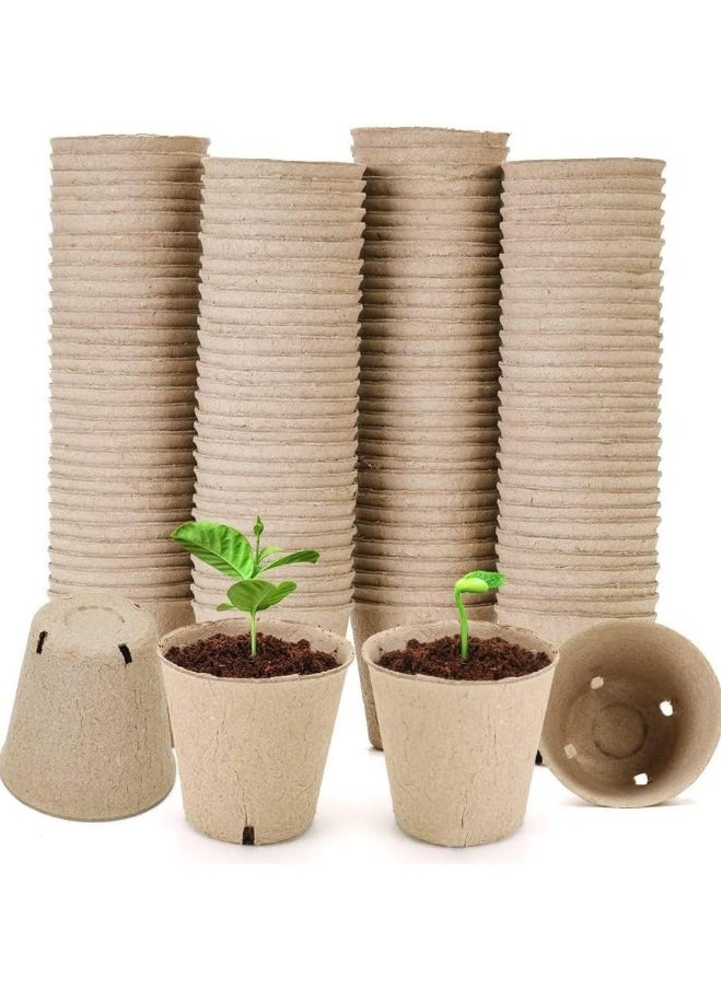 Peat Pots,100 Packs 3.15 Inch Seed Starting Pots with Drainage Holes Round Nursery Pot,Biodegradable Round Plant Seed Starter Peat Pots Germination Seedling Trays