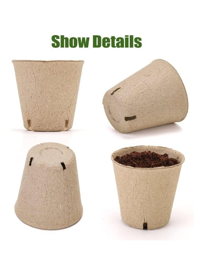 Peat Pots,100 Packs 3.15 Inch Seed Starting Pots with Drainage Holes Round Nursery Pot,Biodegradable Round Plant Seed Starter Peat Pots Germination Seedling Trays