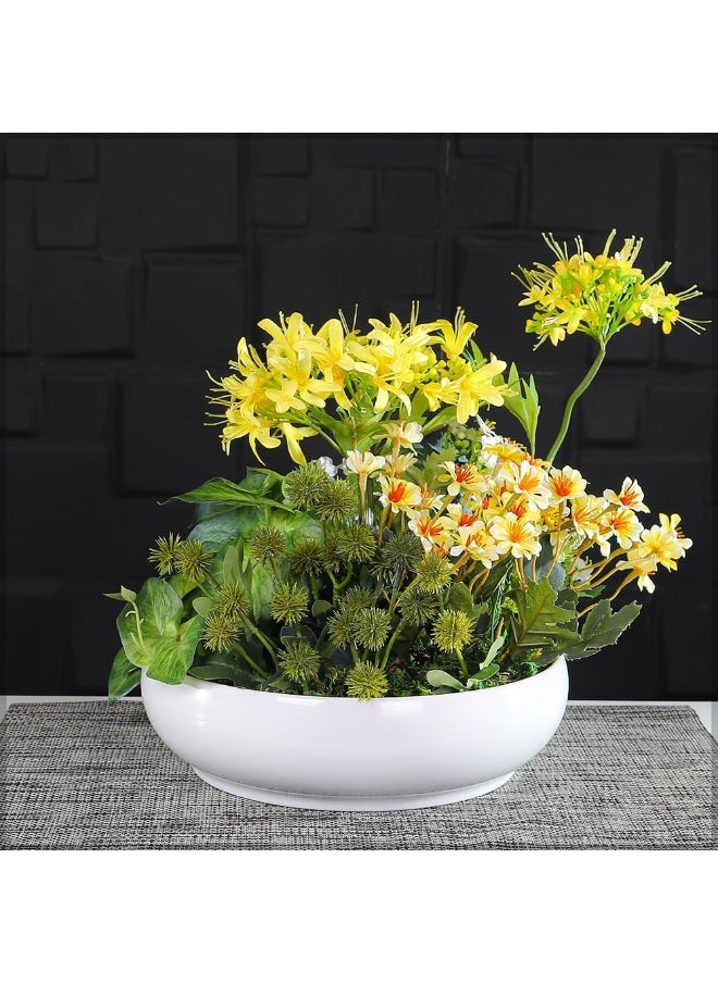 YAHOME Flower Pot, Round White Plastic Bowl Vase, Durable & Versatile Plant Pot for Succulents, Herbs, Lightweight & Weatherproof Indoor Outdoor Flowers Pot, Floor Vase Decor for Home (3, Set)