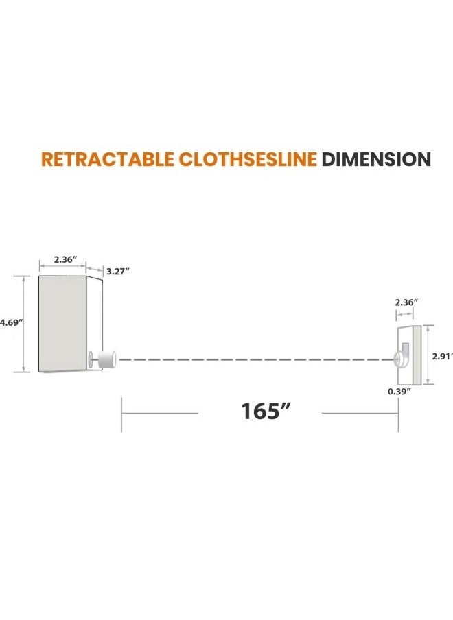 Retractable Clothesline,Heavy Duty Clothes Drying Laundry Line, Indoor Outdoor Wall Mounted Clothes Dryer Rope Clothing Retracting Adjustable Stainless Steel Line (4.2 meters)