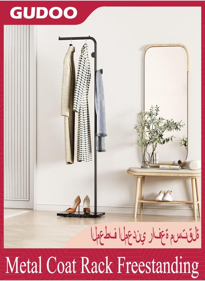 Metal Coat Rack Freestanding Coat Hanger Stand With 3 Hooks Clothing Rack with Natural Marble Base,  Modern Coat Stand for Entryway Living Room Bedroom Office