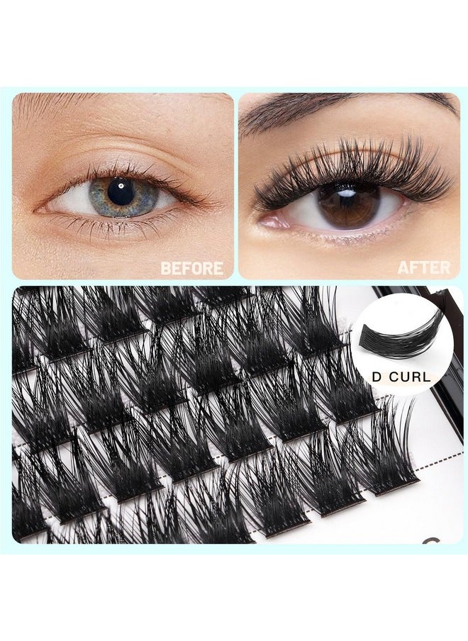 Large Tray -D Curl Handmade Thick Base Natural Long Individual False Eyelashes Dramatic Cluster Lashes Makeup Full Volume Eye Lashes Extensions Wide Stem (16Mm)