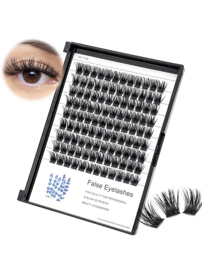 Large Tray -D Curl Handmade Thick Base Natural Long Individual False Eyelashes Dramatic Cluster Lashes Makeup Full Volume Eye Lashes Extensions Wide Stem (16Mm)