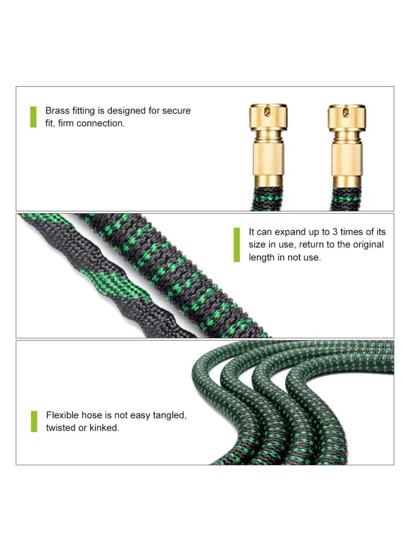 75ft Expandable Garden Hose with 9 Function Nozzle Flexible Strong Water Hose with Solid Brass Fittings and Double Latex Core