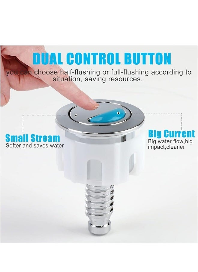 Toilet Flush Button, Modern Compact Double Push Toilet Flush Parts, Round Dual Flush Push Button Compatible with Standard Cistern, Cistern Flush Replacement