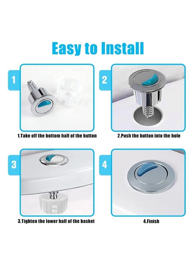 Toilet Flush Button, Modern Compact Double Push Toilet Flush Parts, Round Dual Flush Push Button Compatible with Standard Cistern, Cistern Flush Replacement