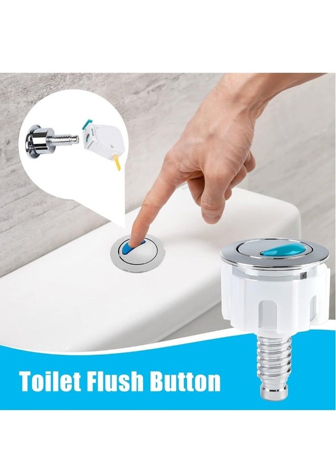 Toilet Flush Button, Modern Compact Double Push Toilet Flush Parts, Round Dual Flush Push Button Compatible with Standard Cistern, Cistern Flush Replacement