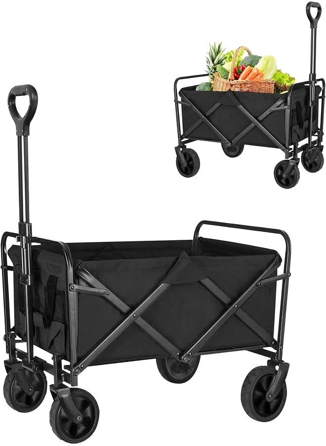 Folding Wagon Foldable Camping Cart Heavy Duty Utility Beach Wagon Cart Large Capacity Foldable Grocery Wagon for Garden Outdoor Sports Camping Picnic