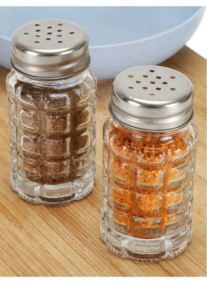 Retro Style Salt and Pepper Shakers, 2 oz Clear Glass Salt Shaker, with Stainless Steel Lids for Kitchen Counter Table Restaurant Hold Various Condiments(16 Pcs)