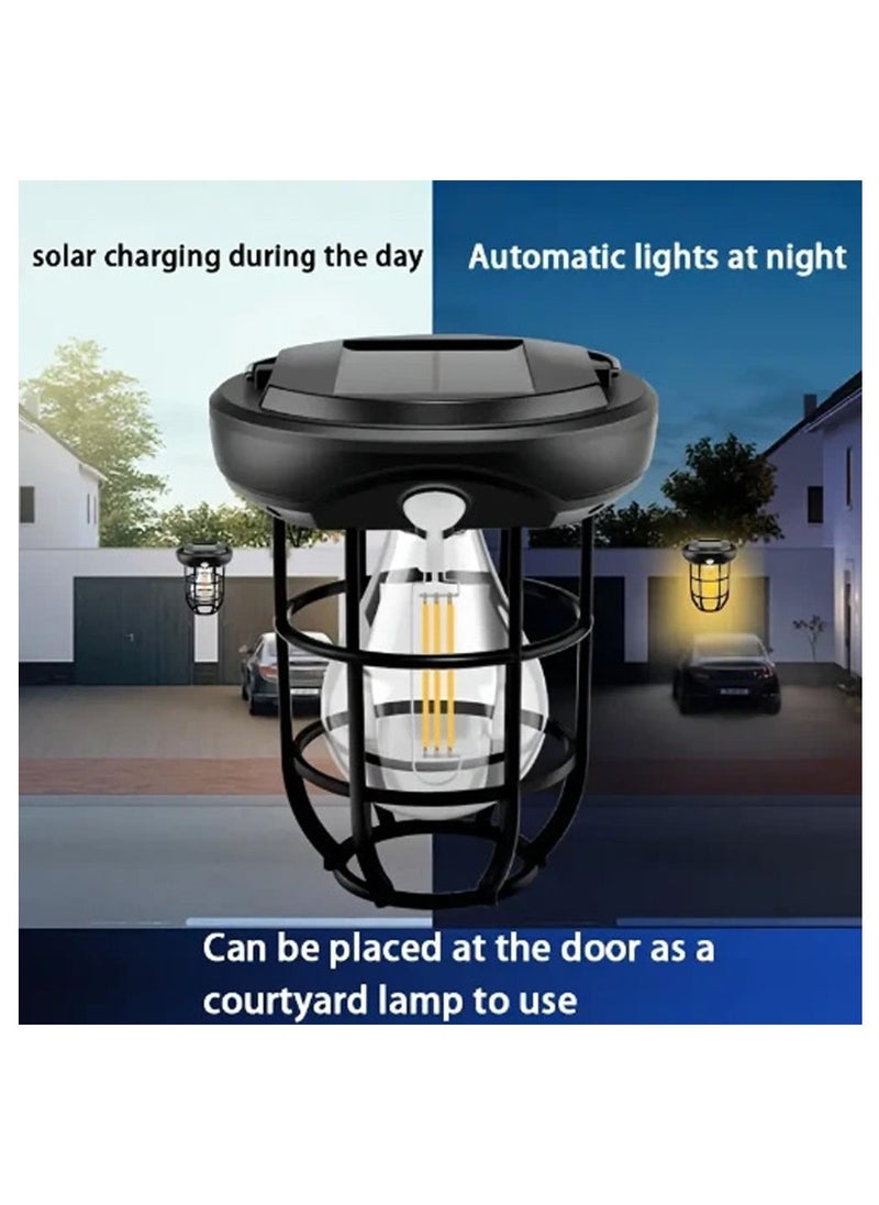 T88 Portable Solar-Powered Lantern With Tungsten Filament And Human Body Sensing Waterproof  USB Rechargeable Tent Light For Outdoor Camping