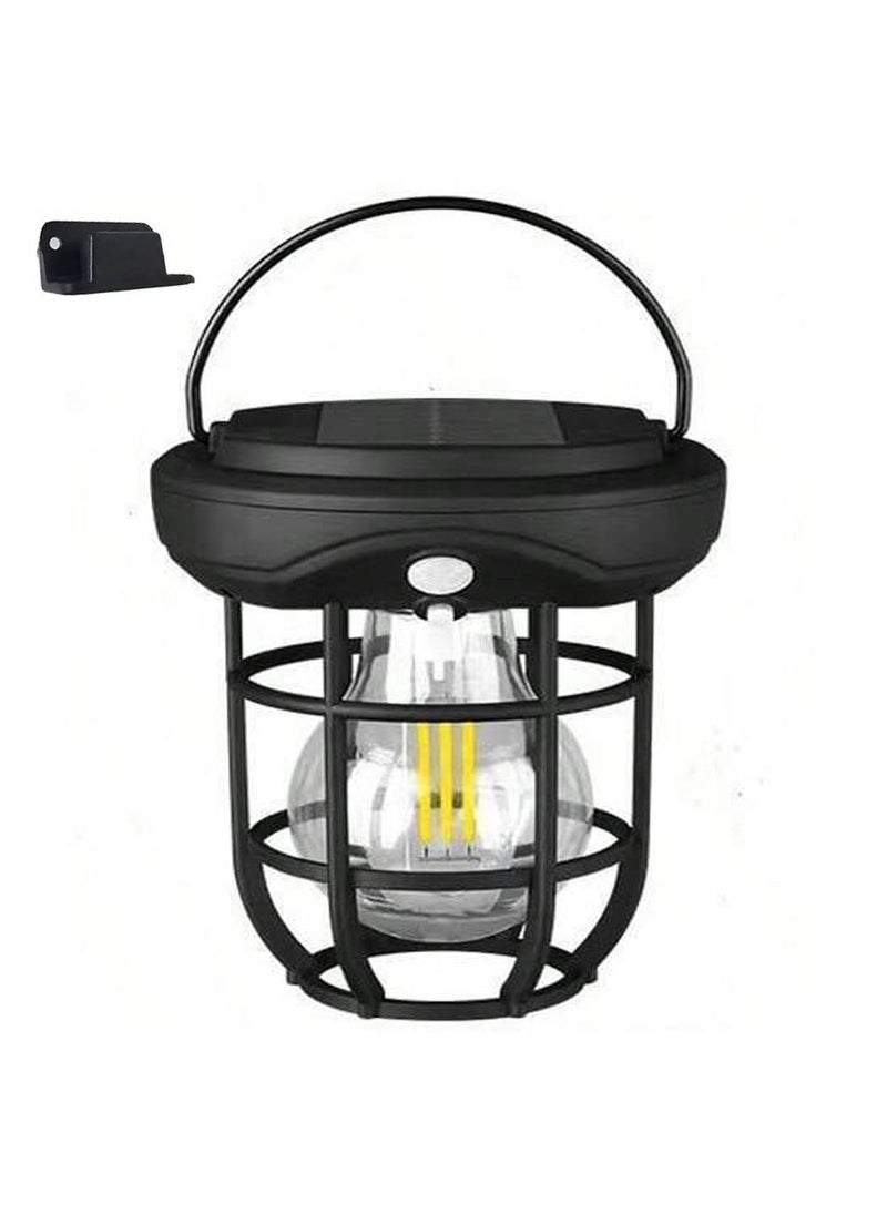 T88 Portable Solar-Powered Lantern With Tungsten Filament And Human Body Sensing Waterproof  USB Rechargeable Tent Light For Outdoor Camping