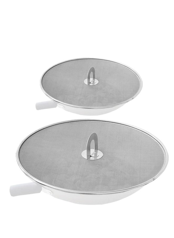 Stainless Steel Splatter Shield Set, Splatter Screen for Frying Pan, Grease Splatter Guard Stainless Steel Large 13 Inch and Small 10 Inch Shield 2 in 1 Set