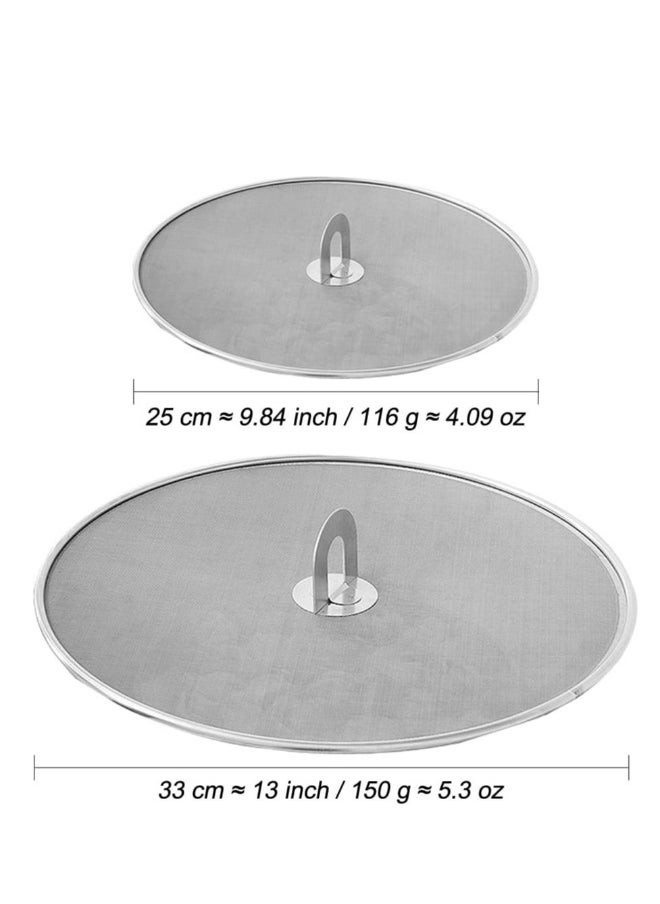 Stainless Steel Splatter Shield Set, Splatter Screen for Frying Pan, Grease Splatter Guard Stainless Steel Large 13 Inch and Small 10 Inch Shield 2 in 1 Set