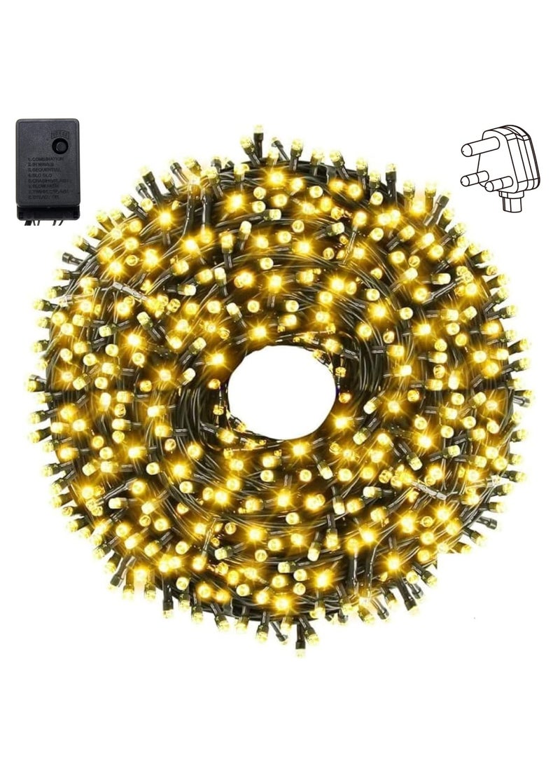 50 Meter 240 LED String Lights Decoration Lights Warm White 8 Modes Led Light Black Wire For Home Decorations Ramadan Lights Indoor & Outdoor Decoration Ramadan Decoration Light Diwali Lights Curtain Lights With 3-Pin Uk Plug