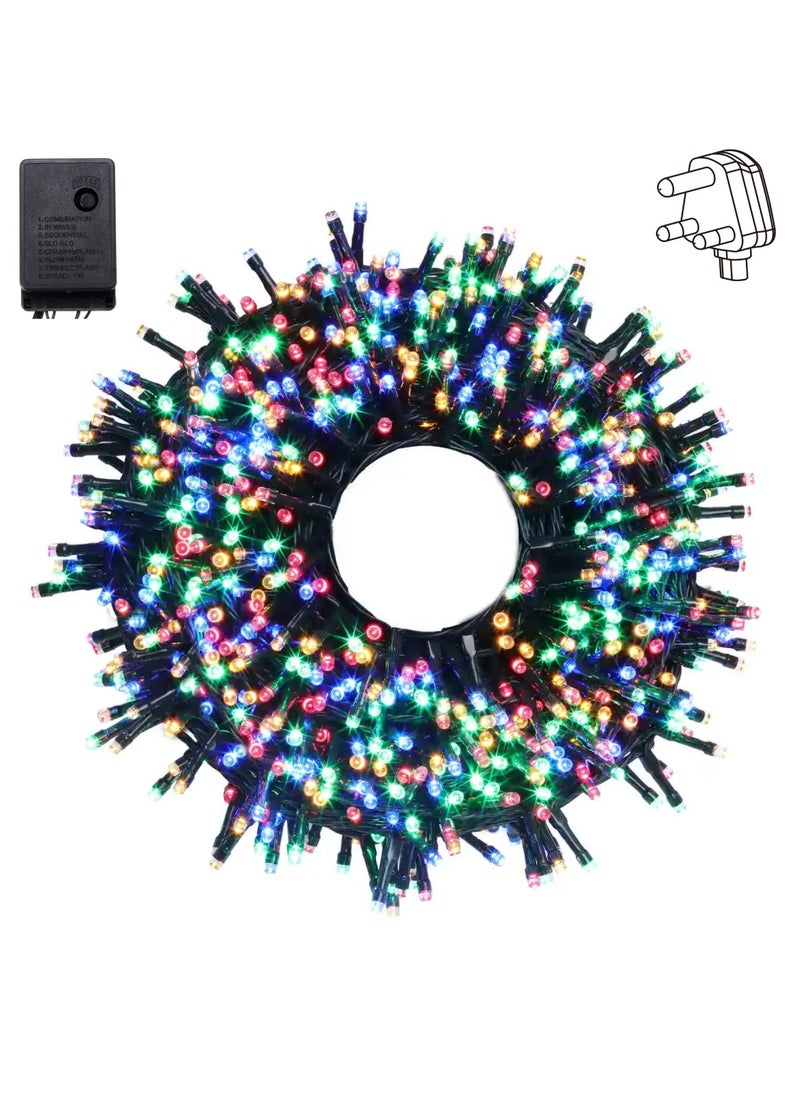 50 Meter 240 LED String Lights Decoration Lights RGB 8 Modes Led Light Black Wire For Home Decorations Ramadan Lights Indoor & Outdoor Decoration Ramadan Decoration Light Diwali Lights Curtain Lights With 3-Pin Uk Plug