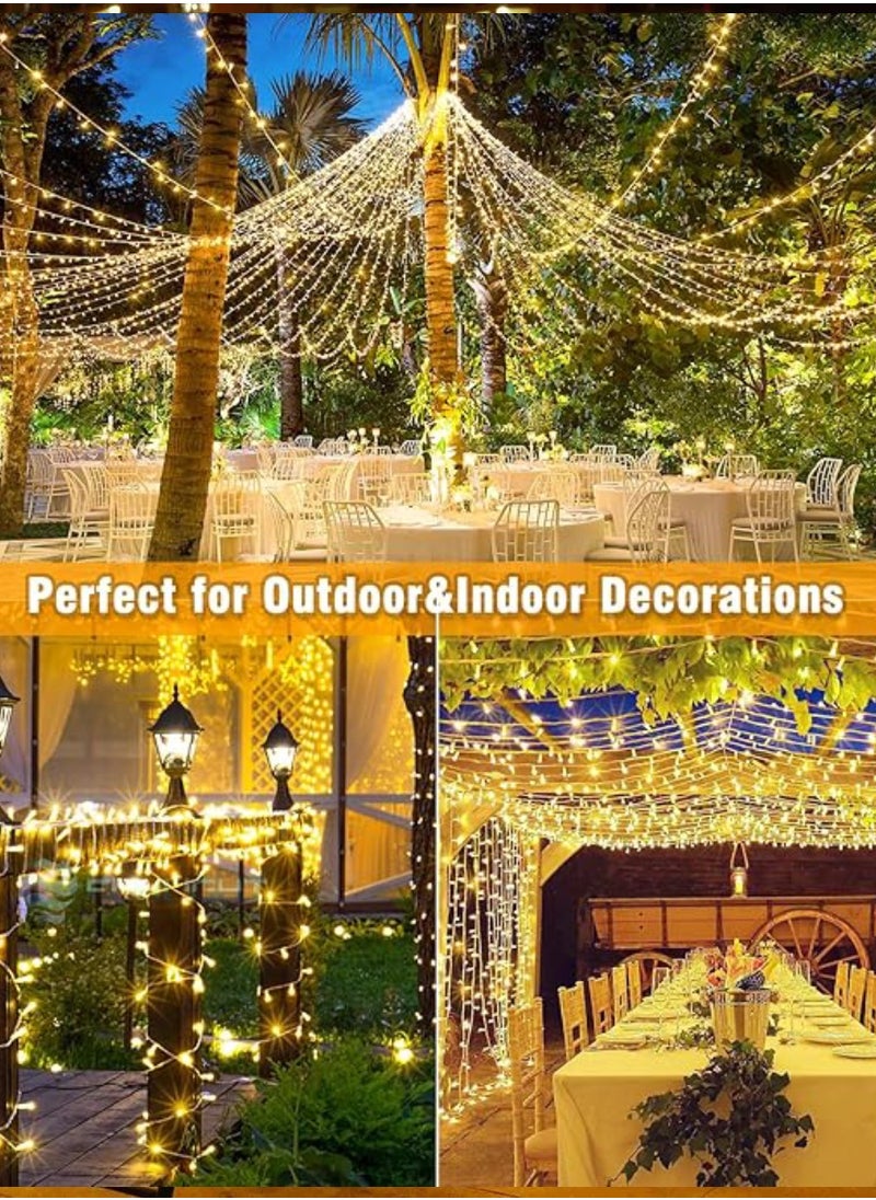 50 Meter 240 LED String Lights Decoration Lights Warm White Light 8 Modes Led Light Clear Wire For Home Decorations Ramadan Lights Indoor & Outdoor Decoration Ramadan Decoration Light Diwali Lights Curtain Lights With 3-Pin UK Plug