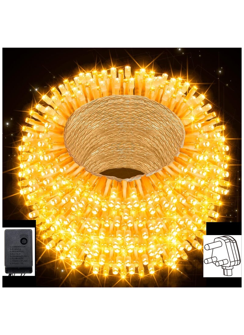 50 Meter 240 LED String Lights Decoration Lights Warm White Light 8 Modes Led Light Clear Wire For Home Decorations Ramadan Lights Indoor & Outdoor Decoration Ramadan Decoration Light Diwali Lights Curtain Lights With 3-Pin UK Plug