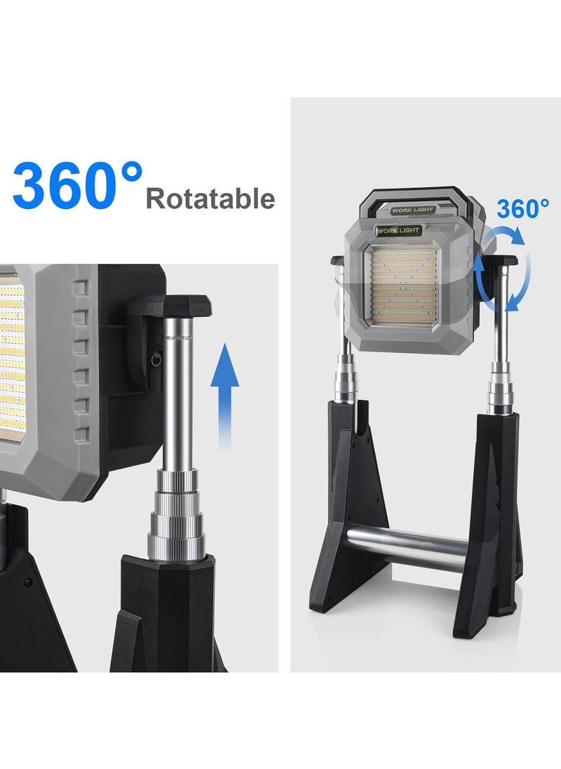 LED Work Light with Stand,Cordless Work Light, Job Site Lighting for Building Outdoor Emergency Car Repairing