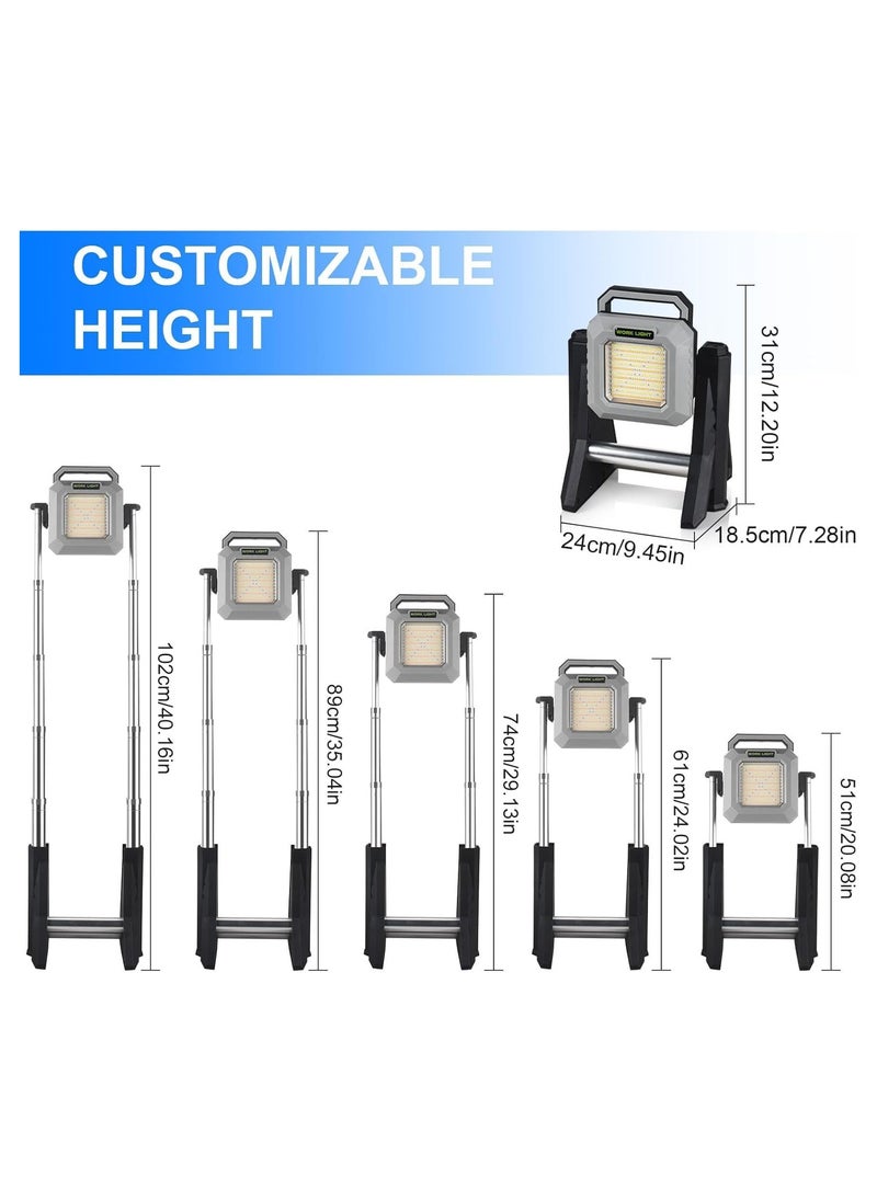 LED Work Light with Stand,Cordless Work Light, Job Site Lighting for Building Outdoor Emergency Car Repairing