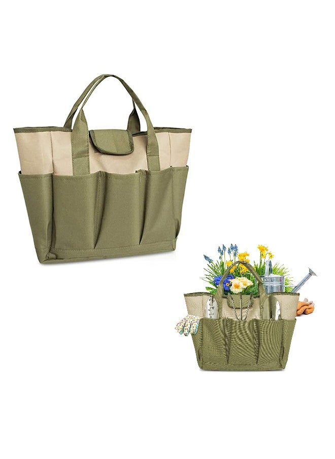 Garden Tool Bag Canvas Heavy-duty Garden Tote with 8 Deep Pockets Heavy Duty Oxford Canvas Cloth Bag for Gardener Regular Size Tools Storage Gardening Gift for Women Men