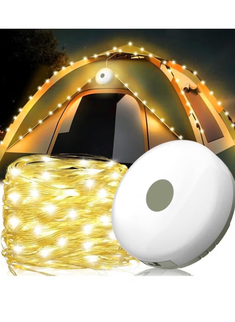 Portable Retractable Camping String Lights – 10m Waterproof LED String Lights for Outdoor Use – Ideal for Parties, Camping, Garden, and Outdoor Events – Warm White Lights, Portable and Easy to Use