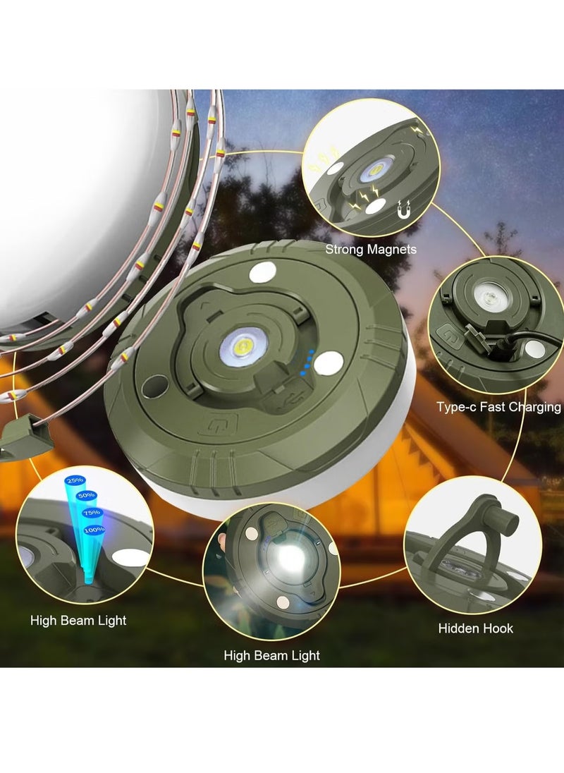 Portable Retractable Camping String Lights – 10m Waterproof LED String Lights for Outdoor Use – Ideal for Parties, Camping, Garden, and Outdoor Events – Warm White Lights, Portable and Easy to Use