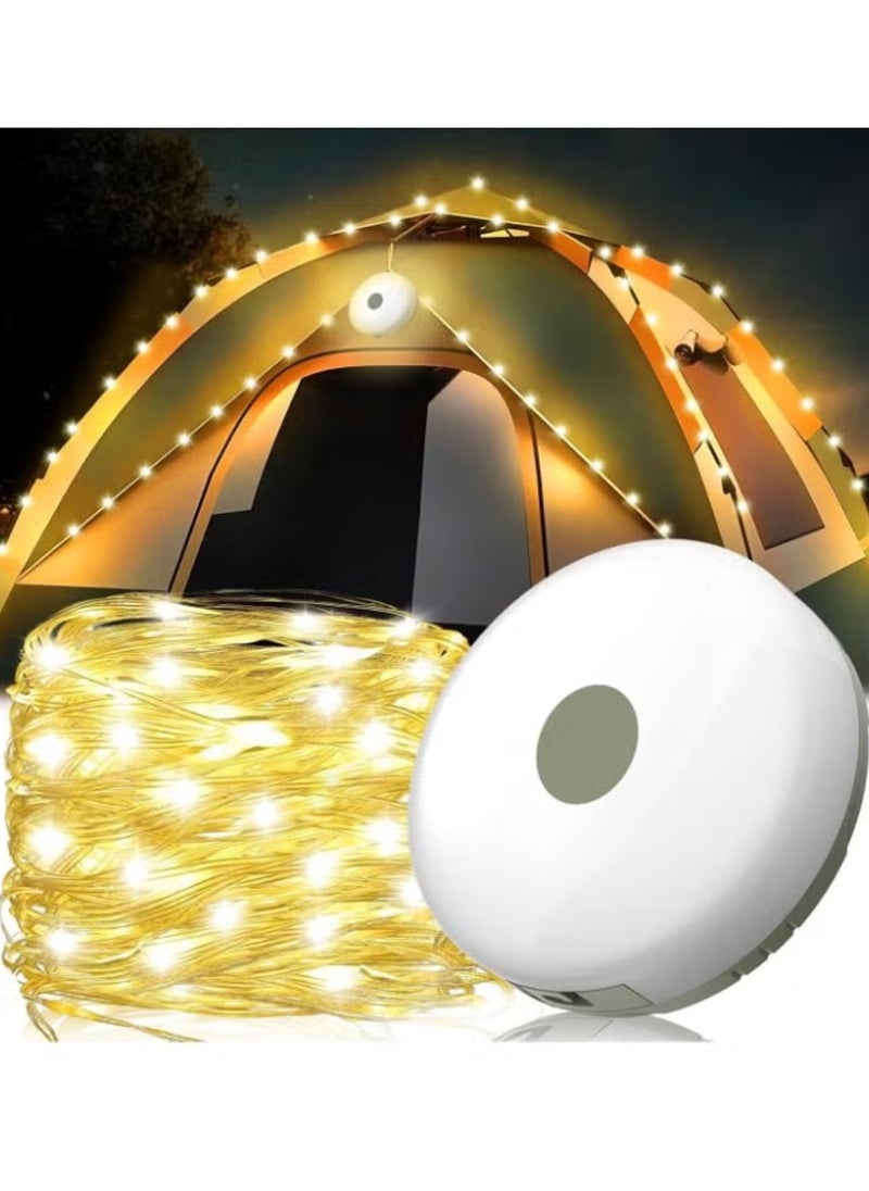 Portable Retractable Camping String Lights – 10m Waterproof LED String Lights for Outdoor Use – Ideal for Parties, Camping, Garden, and Outdoor Events – Warm White Lights, Portable and Easy to Use