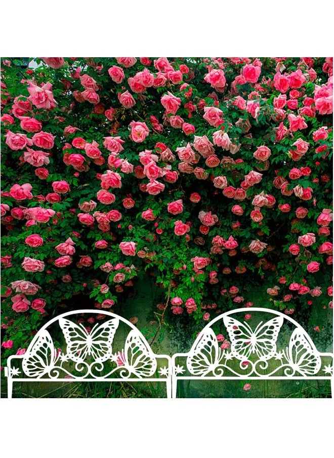 8pcs Plastic Edgings Garden Picket Fence,148 Inch Long Grass Flowerbeds Plant Borders,Decorative Scenery Road Panels,Weather Proof Plastic Garden Fence. White