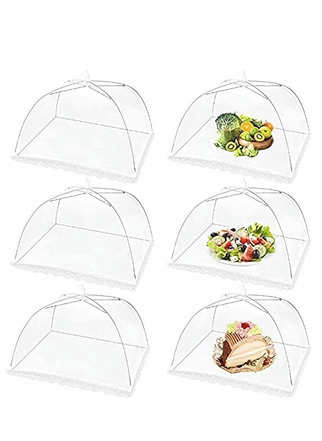 Mesh Food Covers Outdoor Pop-Up Tents(6 Pack) for Picnics/Grill/Party Outside Umbrella 100% Protection from Flies Reusable and Collapsible Net Cover 17×17 Inch