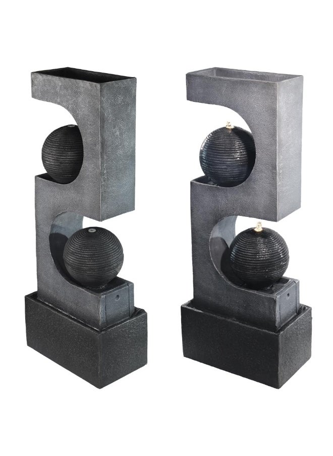 Yatai Modern Art-Inspired Design Water Fountain, Polyresin & Fiberglass Cascading Waterfall Fountain, Tabletop Fountain with LED Light, Indoor/Outdoor Freestanding Fountains for Garden, Home & Event