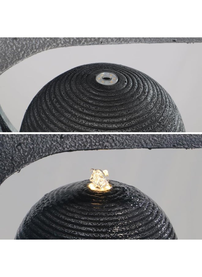 Yatai Modern Art-Inspired Design Water Fountain, Polyresin & Fiberglass Cascading Waterfall Fountain, Tabletop Fountain with LED Light, Indoor/Outdoor Freestanding Fountains for Garden, Home & Event