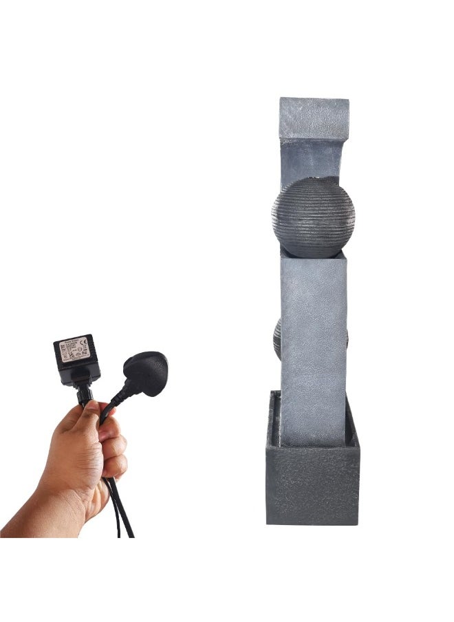 Yatai Modern Art-Inspired Design Water Fountain, Polyresin & Fiberglass Cascading Waterfall Fountain, Tabletop Fountain with LED Light, Indoor/Outdoor Freestanding Fountains for Garden, Home & Event