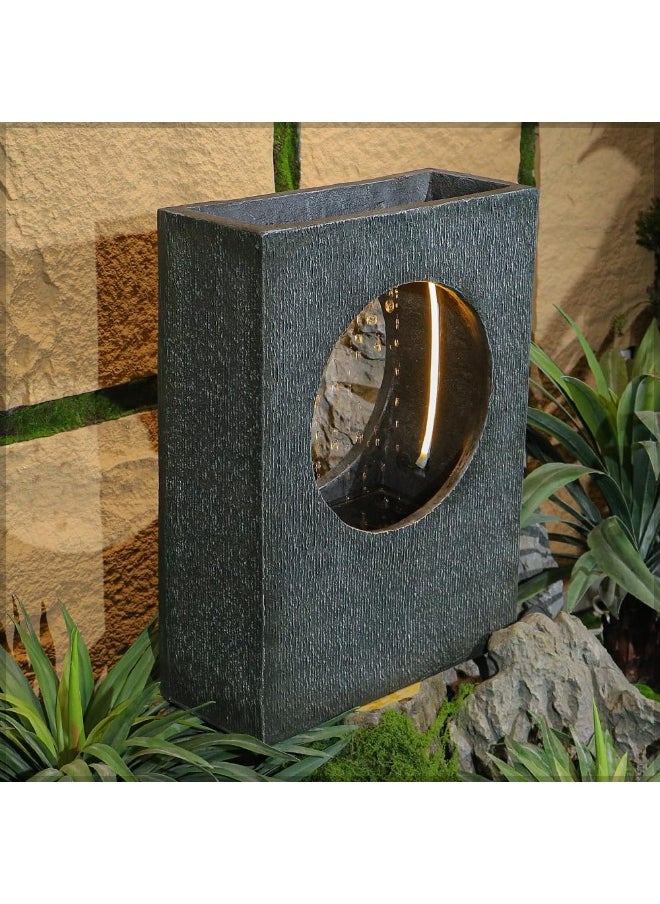Yatai Modern Tabletop Fountain, Polyresin & Fiberglass Waterfall Fountain, Electric Water Fountain with LED Light, Freestanding Fountains for Indoor & Outdoor Decor, Ideal for Home, Office, Gardens