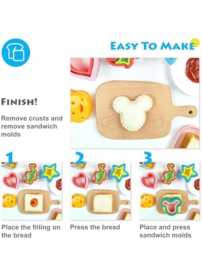 Sandwich Cutter and Sealer - 5 PCS Sandwich Cutter for Kids, Decruster Sandwich Maker, Great for Lunchbox and Bento Box - Boys and Girls Kids Lunch