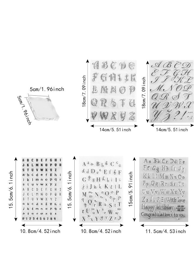 Alphabet Cake Stamp Set Acrylic Stamping Blocks 5 Pieces Cake Brushes Embossed Alphabet Tool for DIY Baking