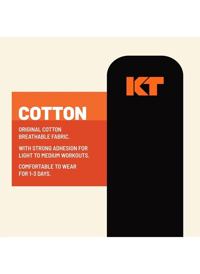 , Original Cotton, Elastic Kinesiology Athletic Tape, 20 Count, 10” Precut Strips, Black