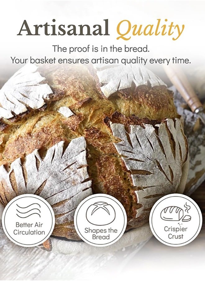 Bread Proofing Basket, Sourdough Bread Baking Supplies, Round 9 Inch Sourdough Starter Kit, Proofing Basket for Bread Baking, Bread Making Supplies Tools, Basket Gift Set