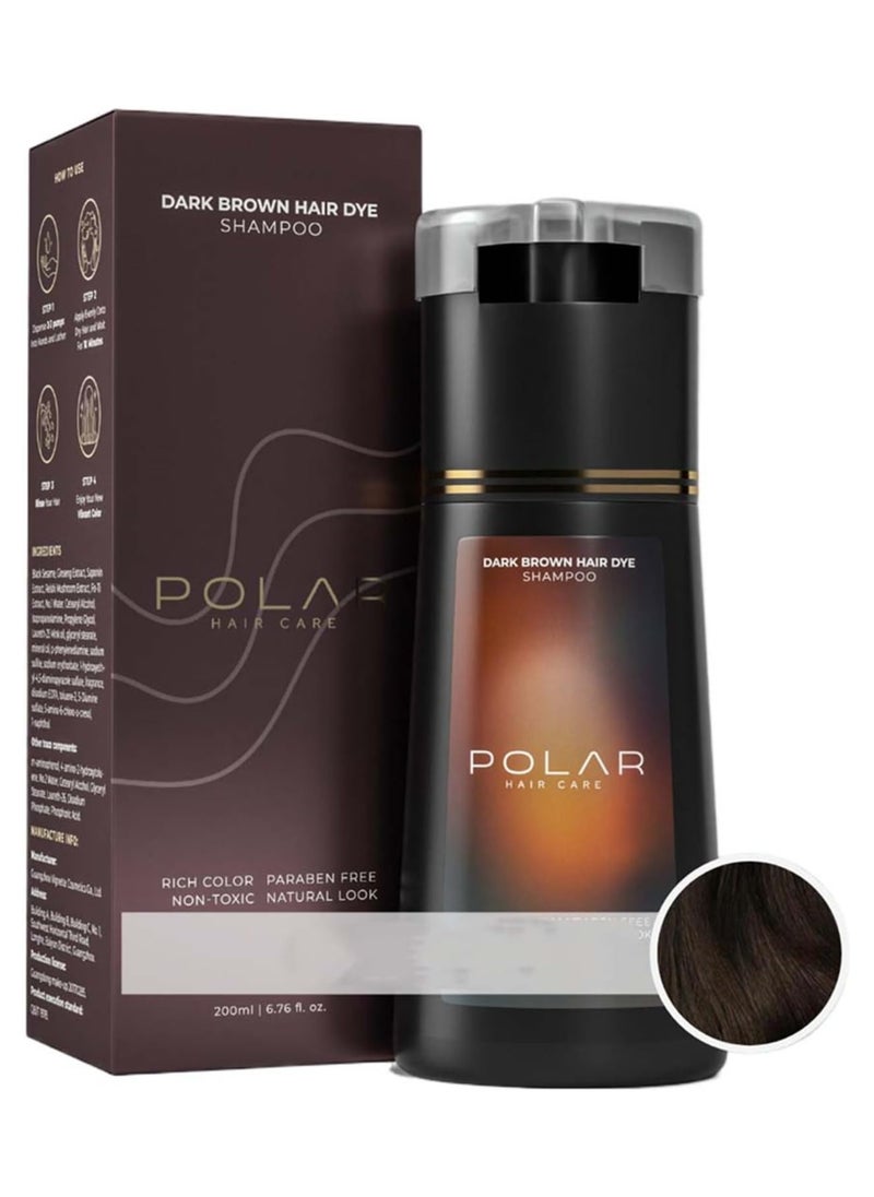 Hair Care Shampoo, Polar Hair Care Instant Dye Shampoo, Polar Hair Care Dye Shampoo (Dark Brown)