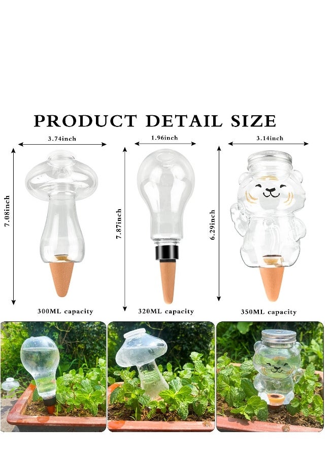 Terracotta Plant Watering Globes Self Watering Spikes Insert Device Stakes Irrigation Dripper Garden Automatic Plant Waterer for Indoor Outdoor Plant Accessories 3 Packs