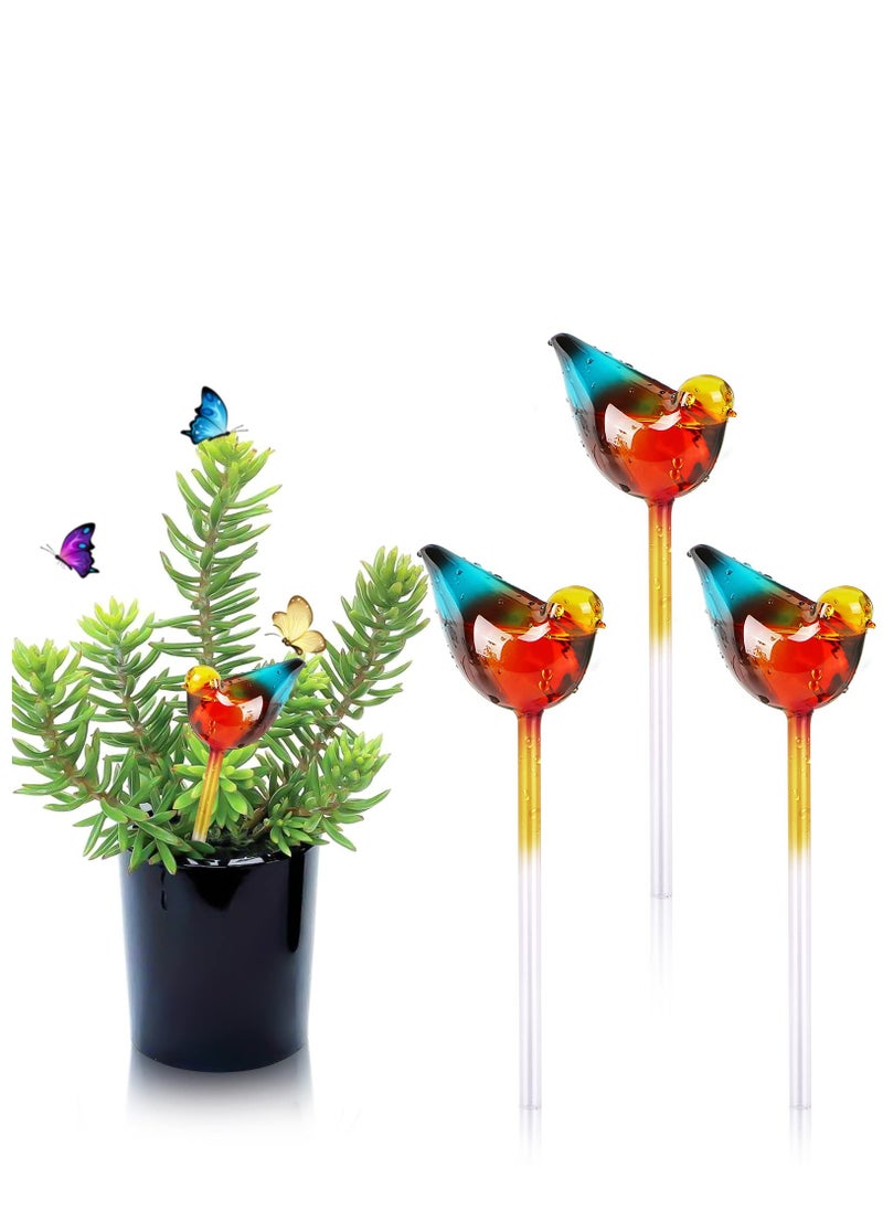 Automatic Plant Watering Globes, 3pcs Self Watering Planter Insert Spikes, Automatic Plant Waterer System Devices, Watering Drip Irrigation Equipment Water Bulbs For Indoor Outdoor Plants-Bird Shape