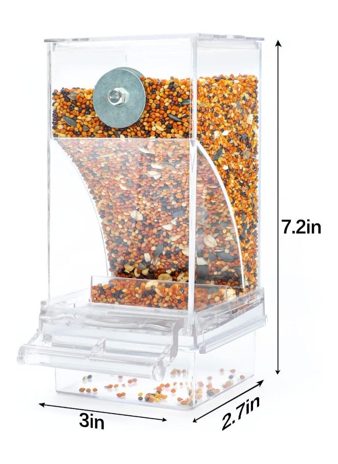 Parrot Automatic Feeder, No Mess Bird Feeder for Cage Parakeet Seed Food Container Acrylic Lovebirds Cage Accessories for Small Conures Budgies Canary Finches