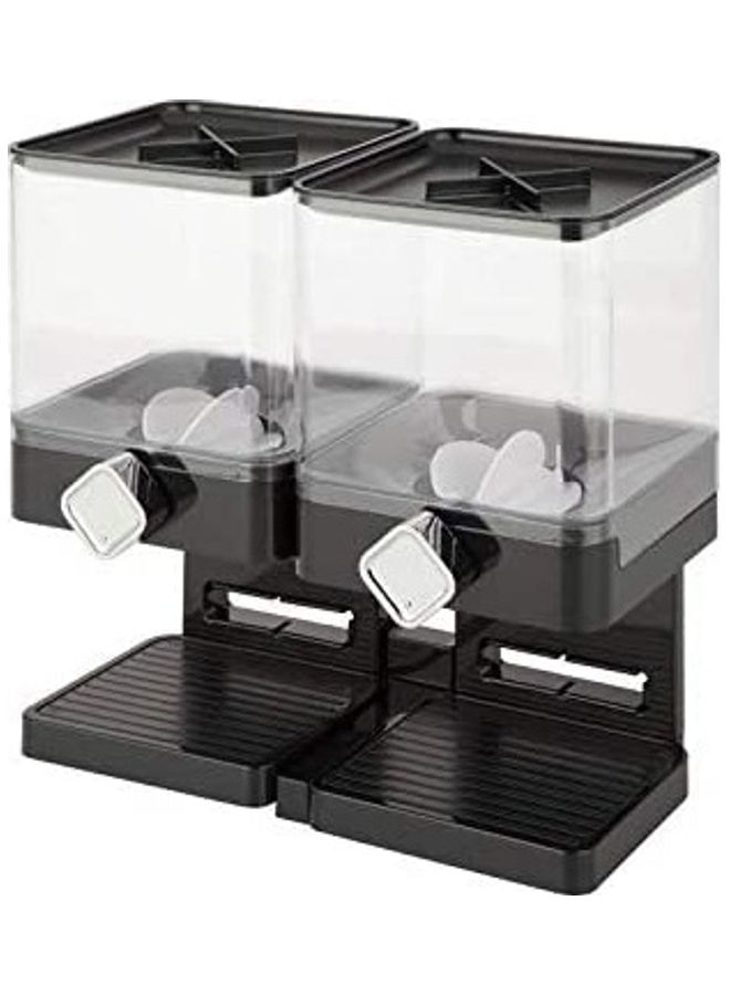 Double Cereal Dispenser Storage Container Black/Clear