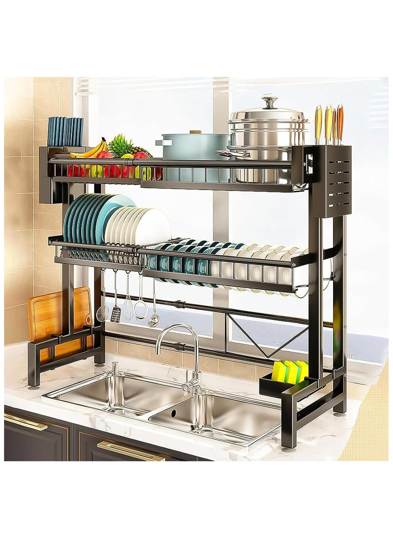 2-Tier Over The Sink Dish Drying Rack, Kitchen Large Dish Drying Rack Over The Sink, Suitable for Most Sinks, Effective Dish Drying, Kitchen Drying Rack