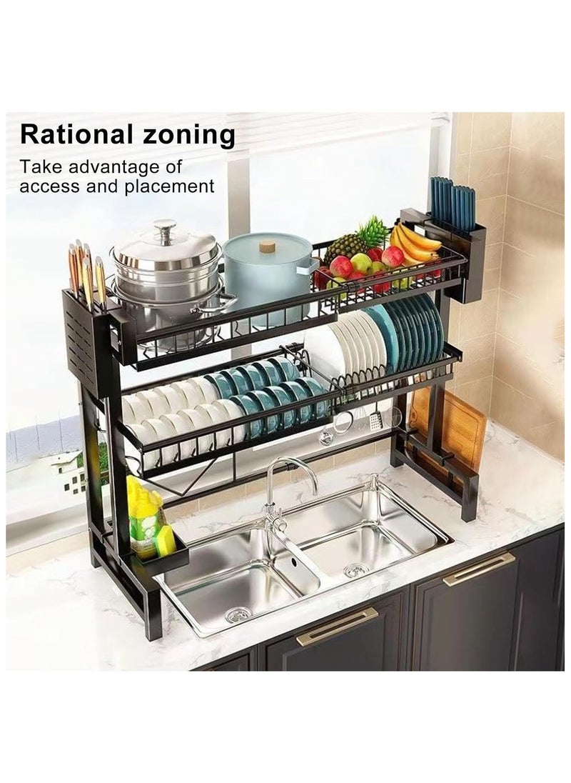 2-Tier Over The Sink Dish Drying Rack, Kitchen Large Dish Drying Rack Over The Sink, Suitable for Most Sinks, Effective Dish Drying, Kitchen Drying Rack