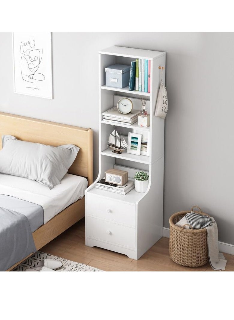 Tall bedside table shelf simple and luxurious Nordic style ins minimalist storage small bedside storage cabinet with two drawers 4 storage compartments