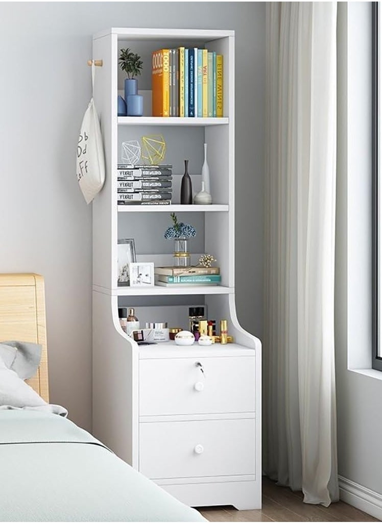 Tall bedside table shelf simple and luxurious Nordic style ins minimalist storage small bedside storage cabinet with two drawers 4 storage compartments